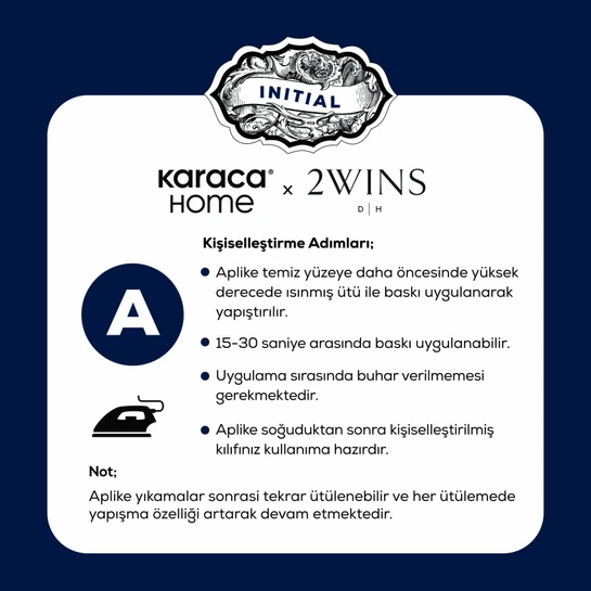 Karaca Home x 2Wins Initial J Harfi Yastık Kılıfı Nakışı