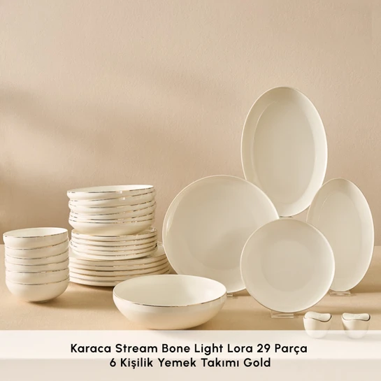 Karaca Stream Bone Light Lora 29 Parça 6 Kişilik Yemek Takımı Gold