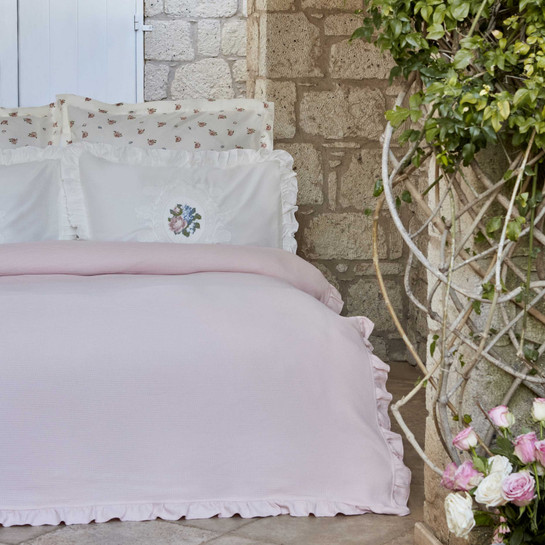 Karaca Home Fayette Çift Kişilik Nakışlı Nish Set Pudra 