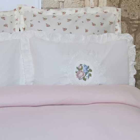 Karaca Home Fayette Çift Kişilik Nakışlı Nish Set Pudra 