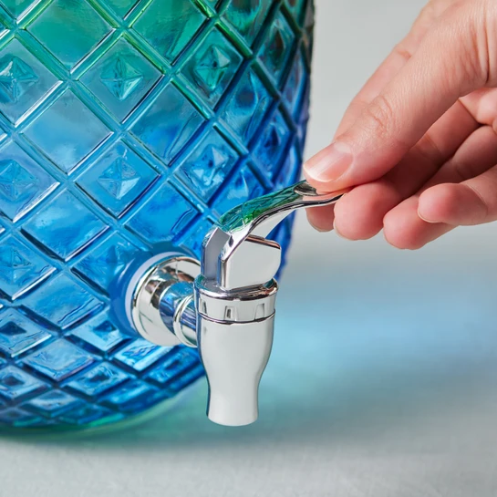 Karaca Melonto Musluklu Kapaklı Cam Sebil Damacana Mavi Yeşil 4650 ml