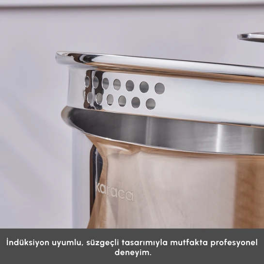 Karaca Vapor New İndüksiyon Tabanlı 8 Parça Süzgeçli Çelik Tencere Seti