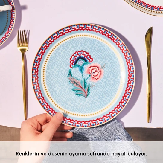 Karaca Forever Bone Spello 26 Parça 6 Kişilik Kahvaltı Takımı Blue