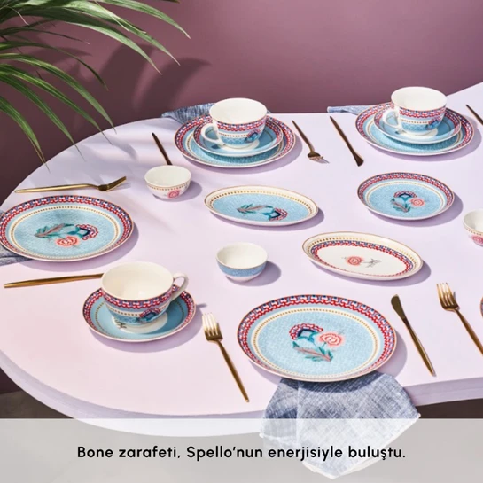 Karaca Forever Bone Spello 26 Parça 6 Kişilik Kahvaltı Takımı Blue