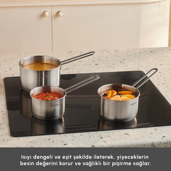 Karaca Fiorino İndüksiyon Tabanlı Çelik 3 Parça Mini Sütlük/Sosluk Set