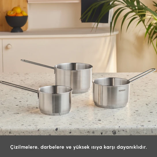 Karaca Fiorino İndüksiyon Tabanlı Çelik 3 Parça Mini Sütlük/Sosluk Set