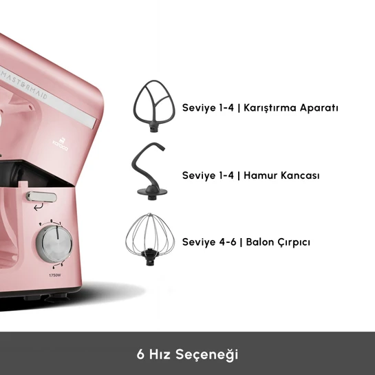 Karaca Mastermaid Chef Pro Çift Kollu Stand Mikser Pearly Pink 1750w 