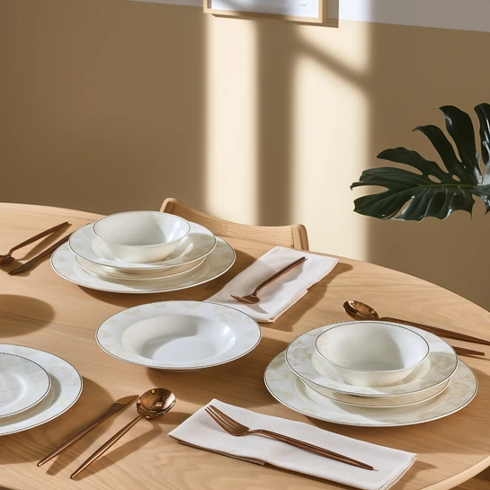 Karaca Elegance Bone Siena 53 Parça 12 Kişilik Yemek Takımı Gold