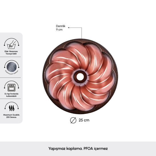 Karaca Nevera Degradeli Döküm Kek Kalıbı 26 Cm Rose Gold