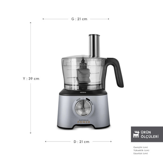 Karaca Mastermaid Power Multifunctional 10 in 1 Mutfak Robotu 2000W Silver