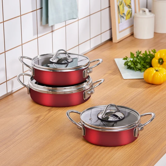 Karaca Ateş Emaye 6 Parça Omlet Seti Bordo 