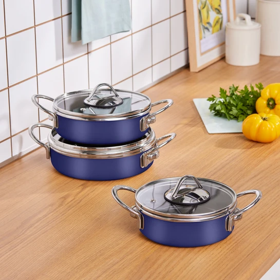 Karaca Ateş Emaye 6 Parça Omlet Set Lacivert
