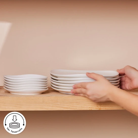 Karaca Stream Bone Middle 34 Parça 6 Kişilik Kahvaltı Takımı Beyaz