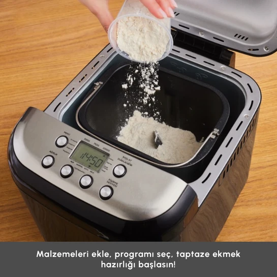 Karaca Bake Compact 19 in 1 Çok Fonksiyonlu Reçel, Yoğurt, Hamur Yoğurma ve Ekmek Yapma Makinesi Black