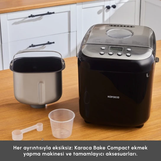 Karaca Bake Compact 19 in 1 Çok Fonksiyonlu Reçel, Yoğurt, Hamur Yoğurma ve Ekmek Yapma Makinesi Black