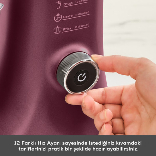 Karaca Pro Artisan Tartılı Dijital Ekran Zaman Ayarlı Döküm Hamur Yoğurma Makinesi Royal Berry 1600W 5L 
