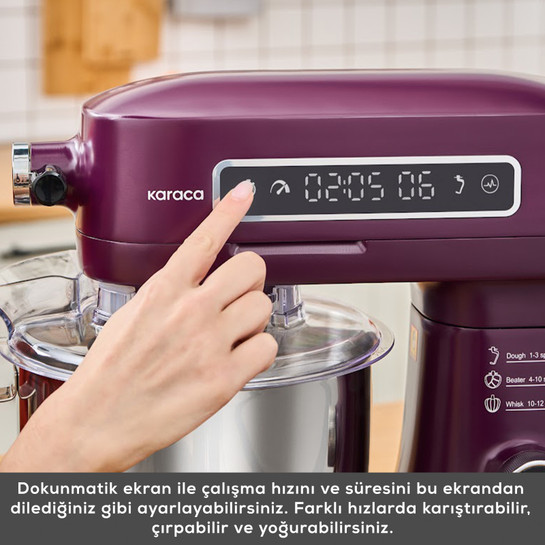 Karaca Pro Artisan Tartılı Dijital Ekran Zaman Ayarlı Döküm Hamur Yoğurma Makinesi Royal Berry 1600W 5L 