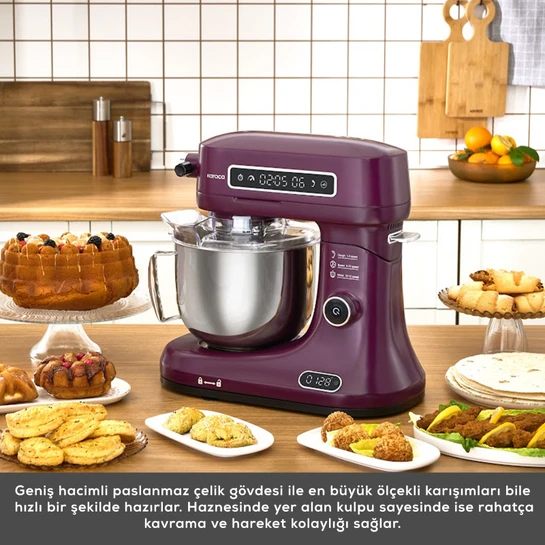 Karaca Pro Artisan Tartılı Dijital Ekran Zaman Ayarlı Döküm Hamur Yoğurma Makinesi Royal Berry 1600W 5L 