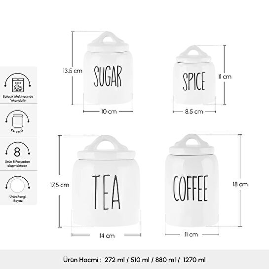 Karaca Biscuit Silikonlu Kapak 4'lü Baharat Takımı