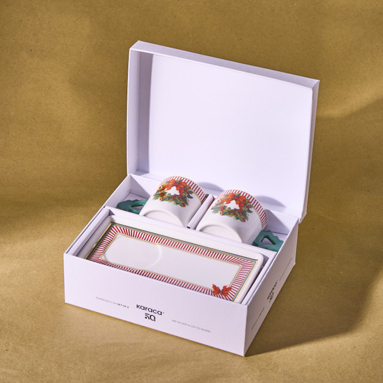 Karaca New Year Yılbaşı Çelenk 2 Kişilik Kahve Fincanı 100 Ml 