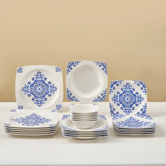 Karaca Square Bone Miranda 24 Parça 6 Kişilik Yemek Takımı