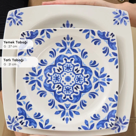 Karaca Square Bone Miranda 24 Parça 6 Kişilik Yemek Takımı