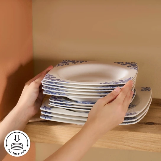 Karaca Square Bone Miranda 24 Parça 6 Kişilik Yemek Takımı
