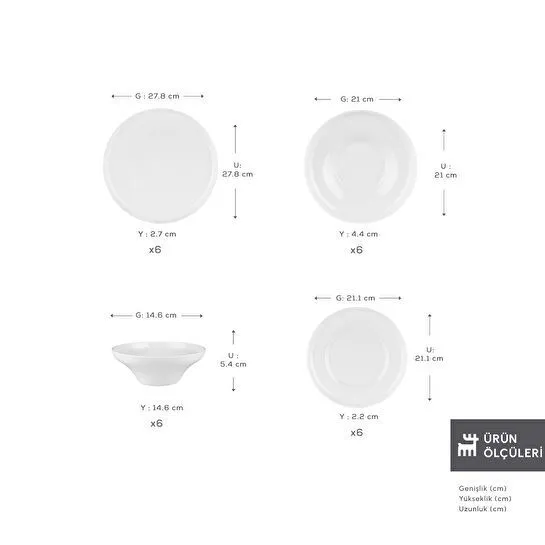 Karaca Stream Bone Selene 24 Parça 6 Kişilik Yemek Takımı