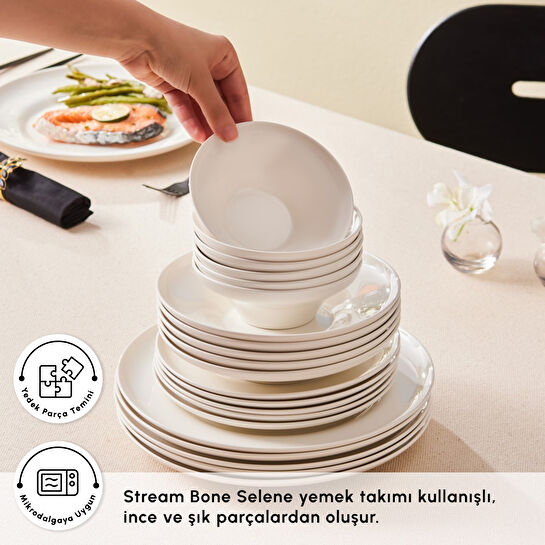 Karaca Stream Bone Selene 24 Parça 6 Kişilik Yemek Takımı
