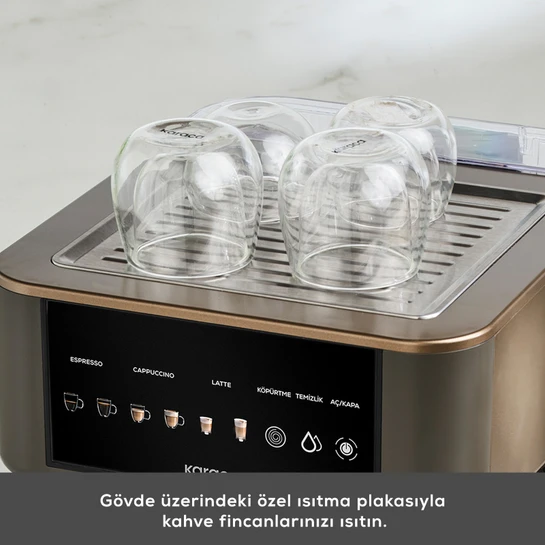 Karaca MyCaffe Barista S10 Entegre Süt Hazneli, Espresso, Latte ve Cappuccino Makinesi Walnut Brown