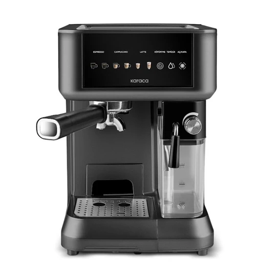 Karaca MyCaffe Barista S10 Entegre Süt Hazneli, Espresso, Latte ve Cappuccino Makinesi Matte Black