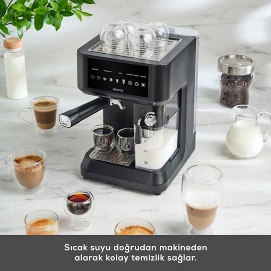 Karaca MyCaffe Barista S10 Entegre Süt Hazneli, Espresso, Latte ve Cappuccino Makinesi Matte Black