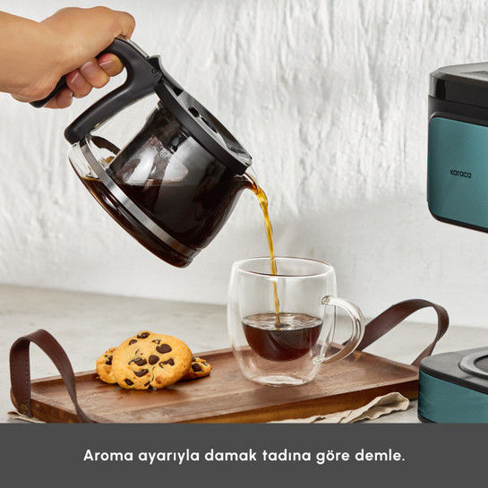 Karaca Just Coffee Aroma 2 in 1 Filtre Kahve ve Çay Demleme Makinesi Pine Green