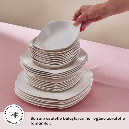 Karaca Square Bone Fancy 53 Parça 12 Kişilik Yemek Takımı