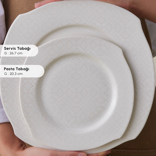 Karaca Square Bone Fancy 53 Parça 12 Kişilik Yemek Takımı