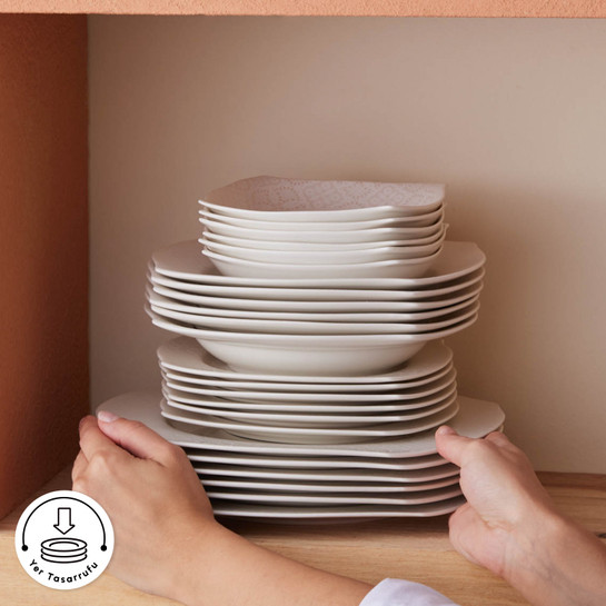 Karaca Square Bone Fancy 53 Parça 12 Kişilik Yemek Takımı