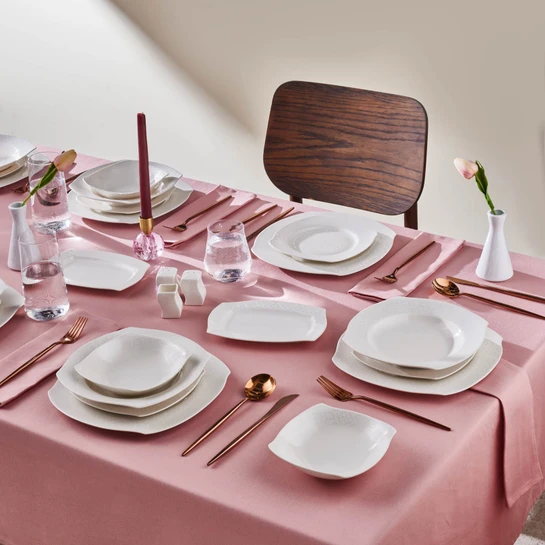 Karaca Square Bone Fancy 53 Parça 12 Kişilik Yemek Takımı