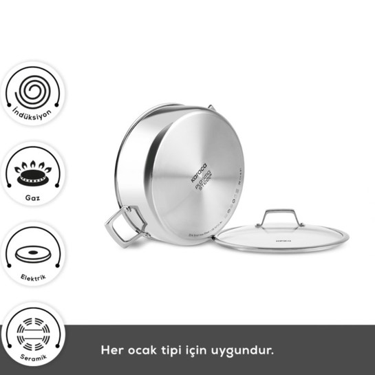 Karaca Plasma Steel 3Ply İndüksiyon Tabanlı Çelik Tencere 22 Cm