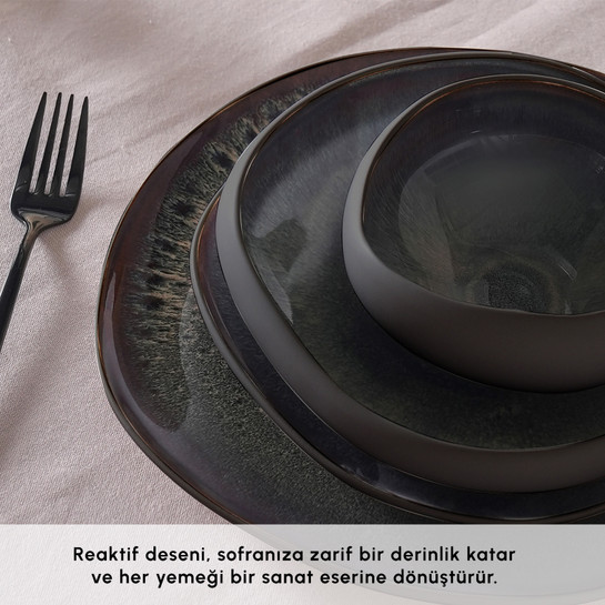 Karaca Earth Collection Galactic 55 Parça 12 Kişilik Yemek Takımı Siyah