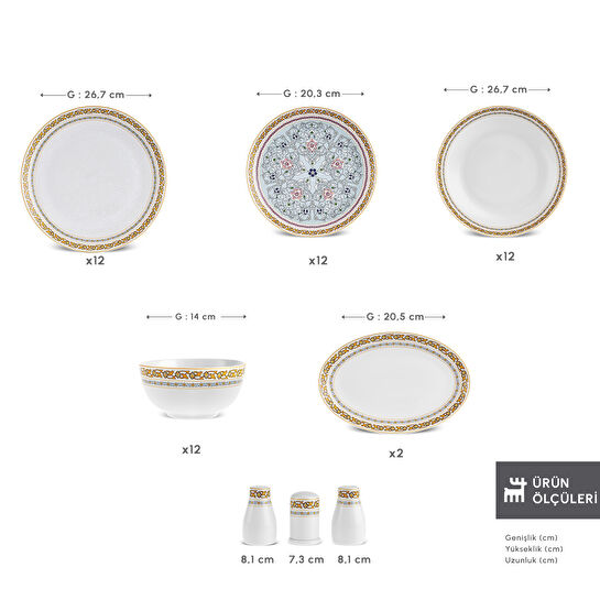 Karaca Forever Bone Bondi 53 Parça 12 Kişilik Yemek Takımı