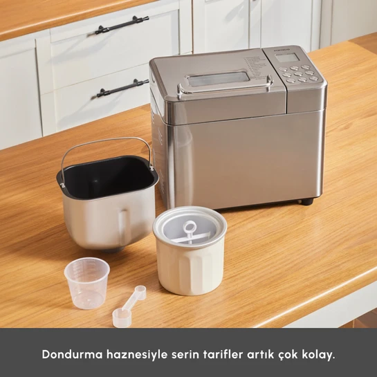 Karaca Bake Ice Inox 15 in 1 Çok Fonksiyonlu Dondurma, Reçel, Yoğurt, Hamur Yoğurma ve  Ekmek Yapma Makinesi