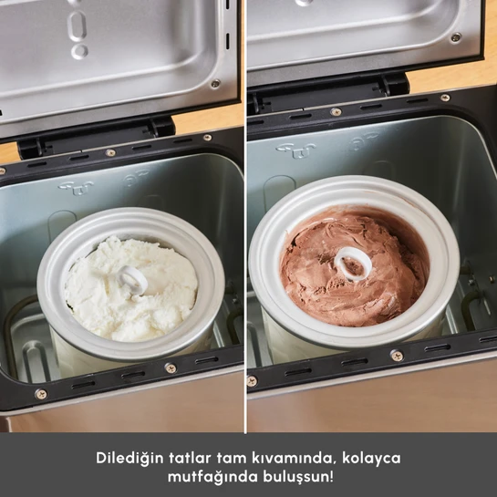 Karaca Bake Ice Inox 15 in 1 Çok Fonksiyonlu Dondurma, Reçel, Yoğurt, Hamur Yoğurma ve  Ekmek Yapma Makinesi