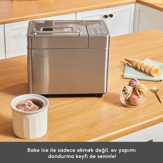 Karaca Bake Ice Inox 15 in 1 Çok Fonksiyonlu Dondurma, Reçel, Yoğurt, Hamur Yoğurma ve  Ekmek Yapma Makinesi