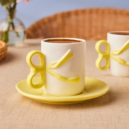 Karaca Ribbon 2 Kişilik Kahve Fincanı 110 ml Sarı