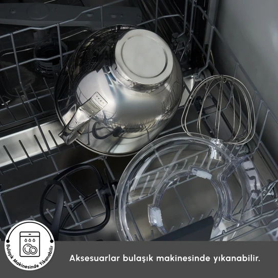 Karaca Multicast Plus Döküm Kıyma Çekme/Sucuk-Sosis/İçli Köfte/ Kurabiye Aparatlı Hamur Yoğurma Makinesi Silver 5L 