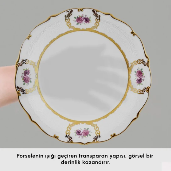 Karaca Royal Bone Elizabeth 55 Parça 12 Kişilik Yemek Takımı Gold 