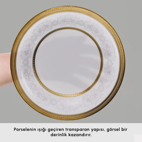 Karaca Royal Bone Charlotte 55 Parça 12 Kişilik Yemek Takımı Gold 