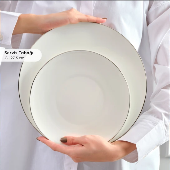Karaca Fine Pearl Extra Chanak 55 Parça 12 Kişilik Yemek Takımı Platin