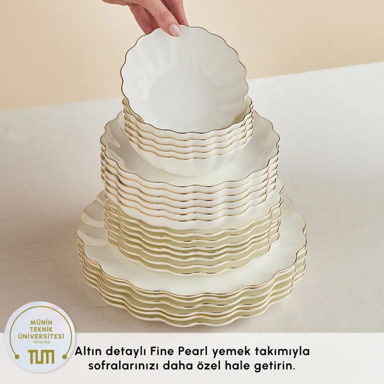 Karaca Fine Pearl Extra Shell 55 Parça 12 Kişilik Yemek Takımı Gold