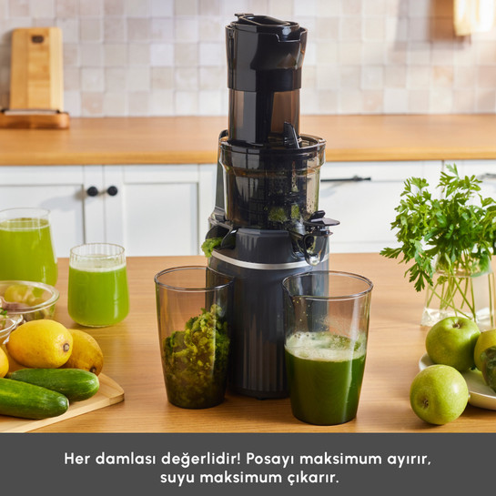 Karaca Fresh Press Slow Juicer Yavaş Sıkım Katı Meyve Sıkacağı Antrasit